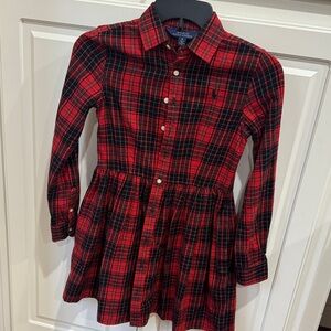 Ralph Lauren Red and Black Plaid Girls Button Down Dress